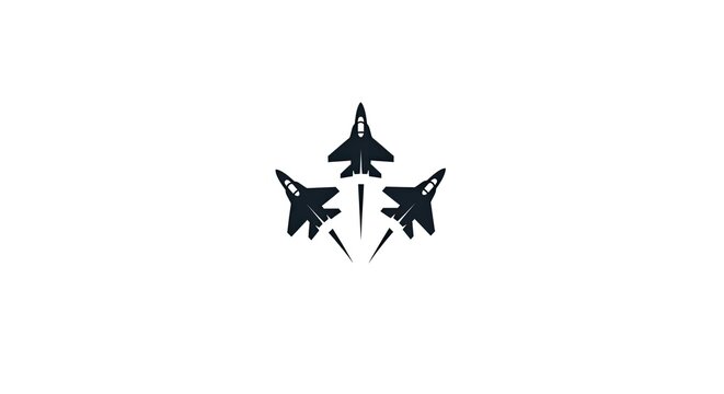 Black fighter jet silhouettes flying in a triangle formation.