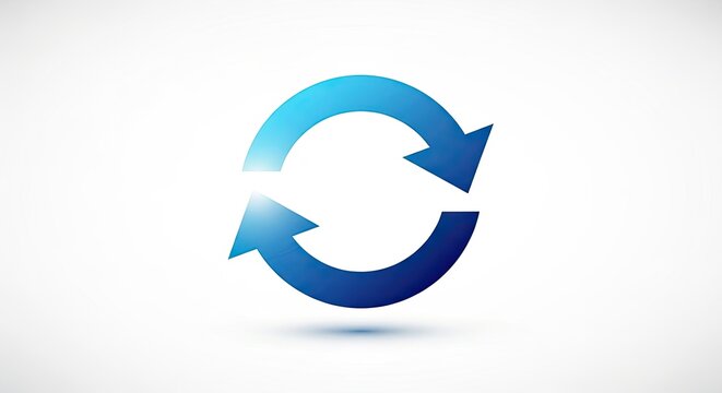 Blue circular refresh and recycle arrows icon.