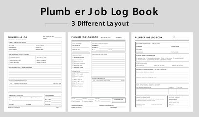Fototapeta premium Plumber Job Log Book Template Set for Service Documentation - Vector illustration