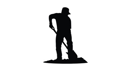 worker digging with shovel silhouette black white © IMkM00i76