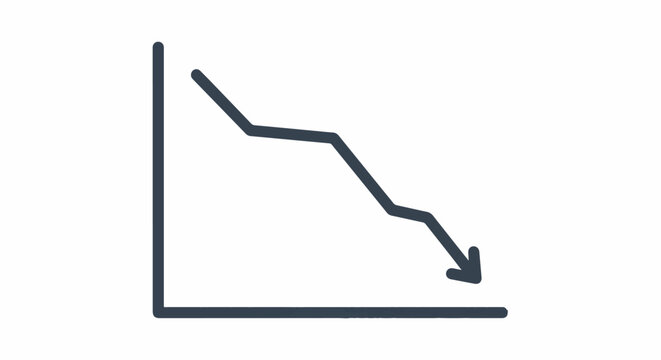Downward trending line graph with arrow indicating decline