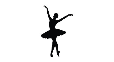 ballerina silhouette on white background dancer graceful © IMkM00i76
