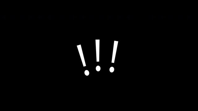 Exclamation Marks Pop Out and Wiggle Animation with Alpha Channel, 4K