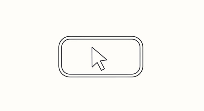 Cursor clicking on a rounded rectangle button, digital interface element, minimalist design