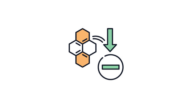 Molecular Structure Reduction Icon: Chemical Formula Simplification and Downsizing Concept