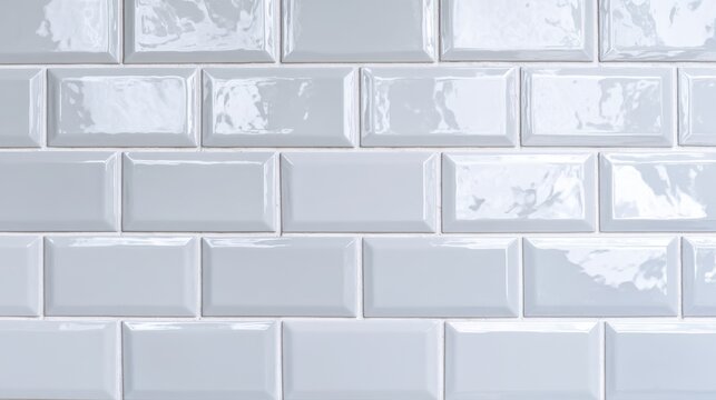 Light gray ceramic subway tile pattern creating a modern geometric texture background for minimalist interior design concepts