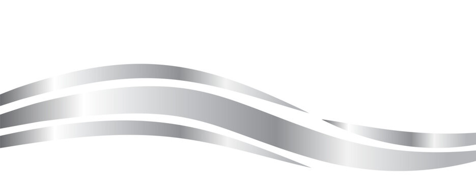 Flowing silver waves and swooshes with gradient for a luxurious border or footer on a certificate, banner