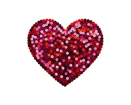 Sequin Heart Design Element, Glittery Pink Red Texture, Transparent Background