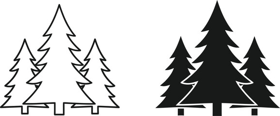 Simple black and white christmas trees illustration © Muslim