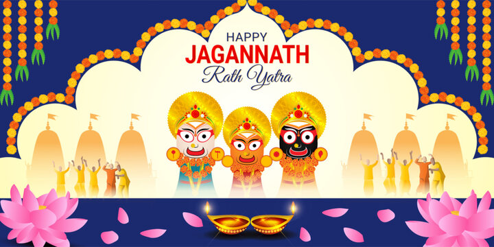 Vector illustration of Happy Ratha Yatra social media template