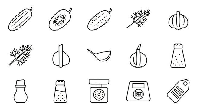 Various kitchen spices and seasonings icons.