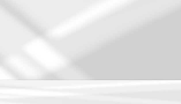 White Background with grey shadow,light on wall interior, Studio backdrops with stage podium for products with shadow window in color white, gray empty space for text presentation,promotion,sale