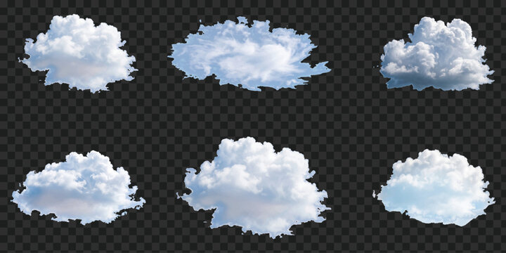 Set of realistic white clouds for design elements and sky composition