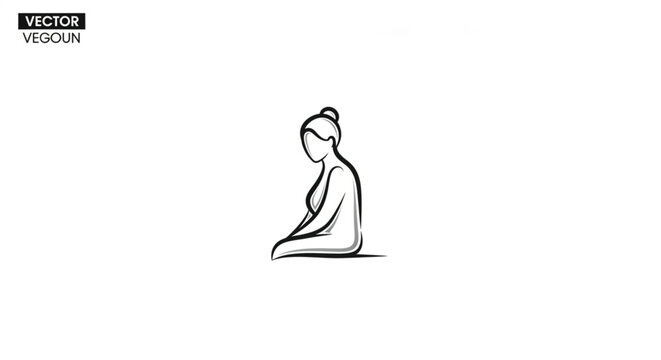 Woman Sitting in Yoga Pose.