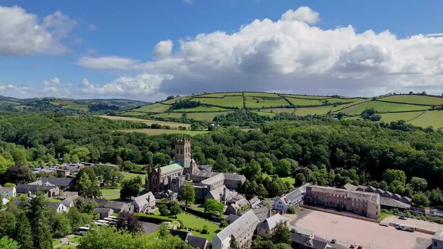 Aerial view of Buckfast Abbey in Devon