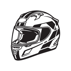 Fototapeta premium Black and white motorcycle helmet vector illustration.