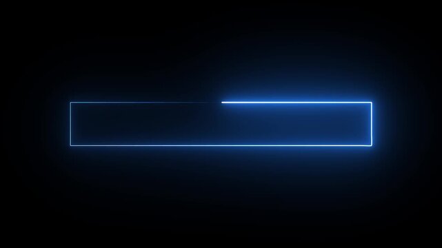 Neon rectangle frame or neon lights horizontal sign. Vector abstract background, tunnel, portal. Geometric glow outline shape or laser glowing lines.