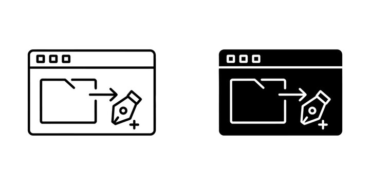 Browser window file editing icon with interface software development management modification application computer technology
