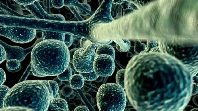 Blue neurons and synapses in a neural network structure