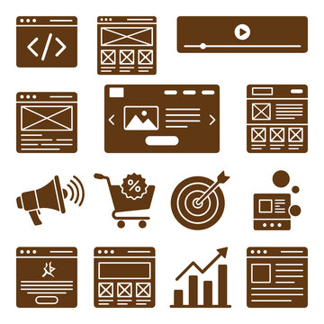 Collection Of Flat User Interface Icons On White Background