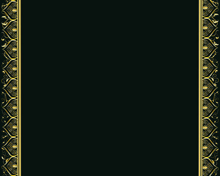 Elegant dark green background with golden ornamental horizontal borders