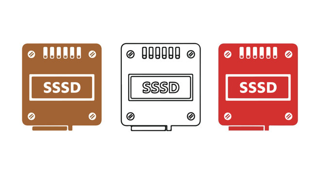 Solid State Drive icons in different colors on white background