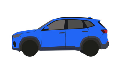 Fototapeta premium Blue Compact SUV Vector Illustration, Isolated Transparent Background for Web Design and Digital Marketing Use