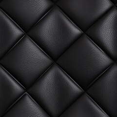 Naklejka premium Luxury Black Leather Upholstery Seamless Geometric Texture Background