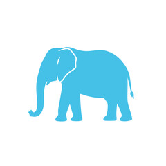 Fototapeta premium Blue Elephant Silhouette Vector Icon, Isolated Transparent Background for Web Design and App Interface