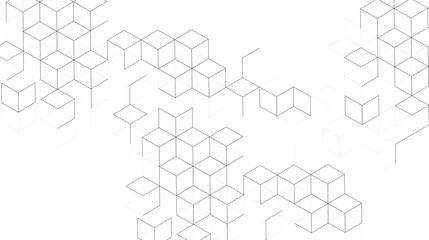 Obraz premium Abstract Isometric Polygon Block Pattern Background with Modern 3D Cube Geometry, Futuristic Geometric Vector Design