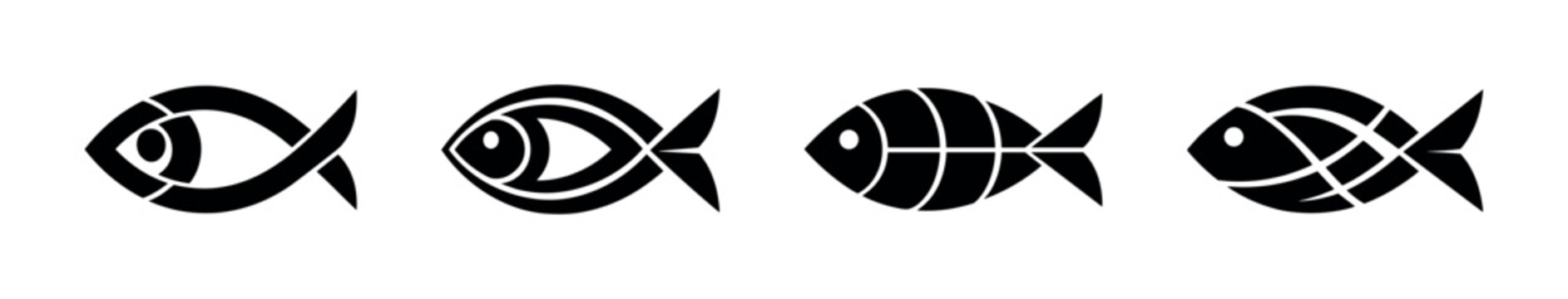 Collection of stylized fish symbols representing faith and Christianity