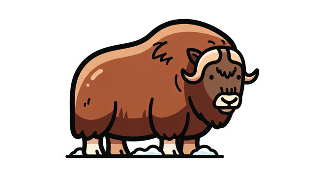 Brown bison standing on ground.