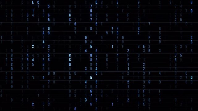 Abstract Digital Matrix Code Background With Falling Blue Binary Numbers.
