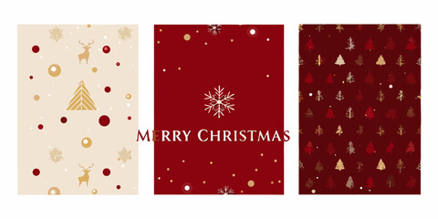 Christmas card patterns with reindeer trees and snowflake ornaments © prince