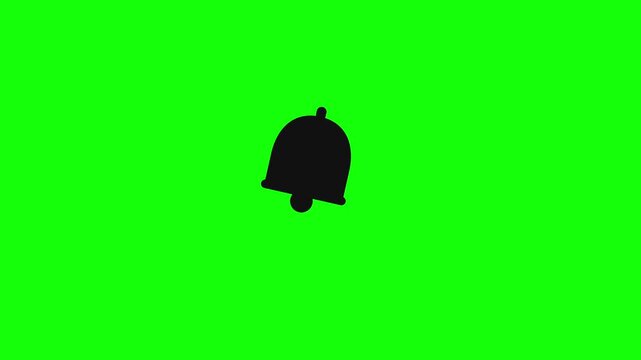 Animated ringing bell swinging silhouette on green screen background