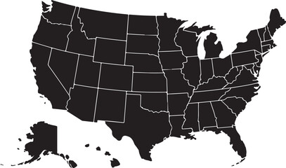 Black and white us states map illustration © Ranaart
