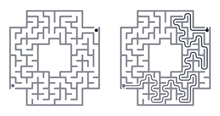 Fototapeta premium Simple maze for children in black and white printable format 