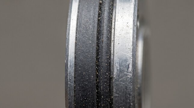 Creative Close-up of worn metal wheel, industrial machinery part, gray metallic texture, mechanical component 2k
