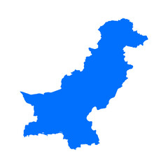 Obraz premium Pakistan map silhouette. Map of the country's borders on a white background