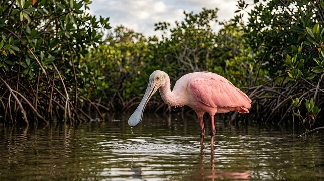 pink flamingo in the water