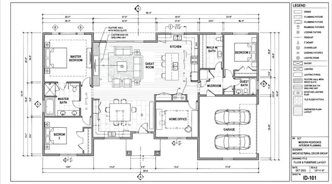 Architectural floor plan drawing of a singlestory residential house