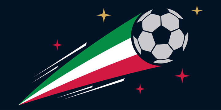 Kuwait football world cup soccer background with flag colors and stars