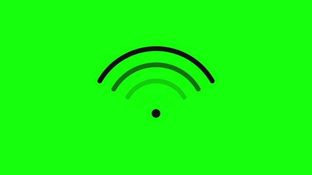 WiFi signal bars pulse animation loop on green screen