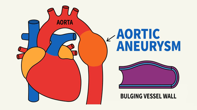 Aortic Aneurysm Bulging Vessel Wall Vector Illustration
