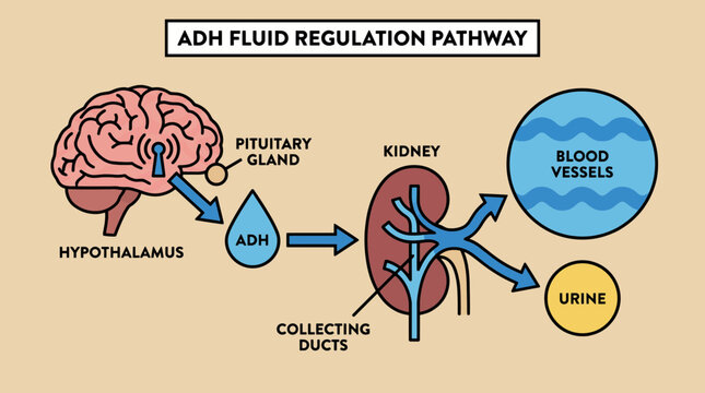 Antidiuretic Hormone ADH Fluid Regulation Pathway