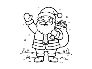 Obraz premium Santa claus waving with a sack of gifts