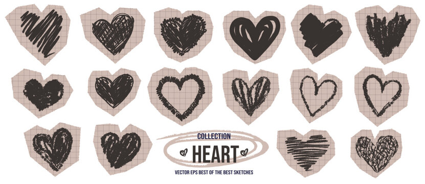 Crayon heart drawn with draw sketch hand and hearth chalk love.