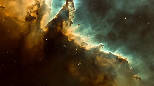 This shows detailed images of nebula formations in space revealing intricate structures and colors from distant stars and gases