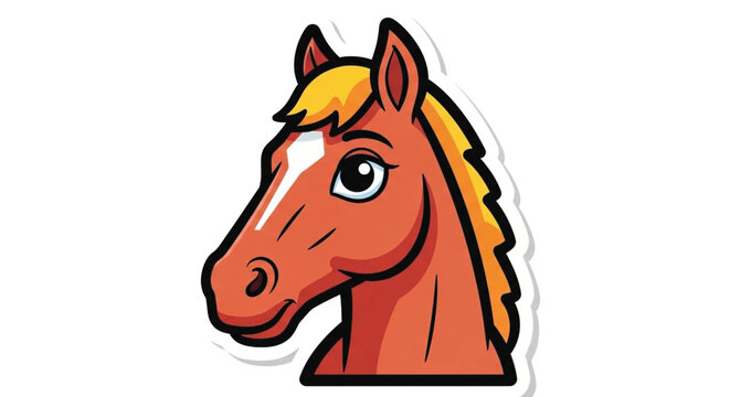 Brown Horse Cartoon Animal Head.