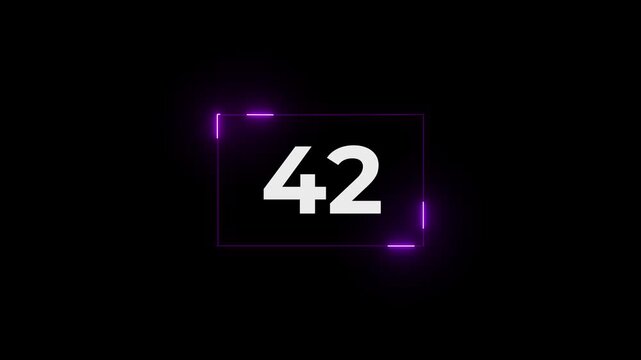 Glowing neon 47 second countdown timer animation. Countdown Timer.4k animation